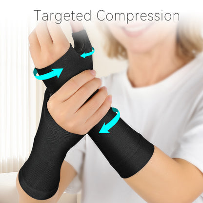 Fortemotus CMC Thumb Brace Wrist Sleeve: targeted compression supports thumb, palm, and wrist for pain relief and stabilization.